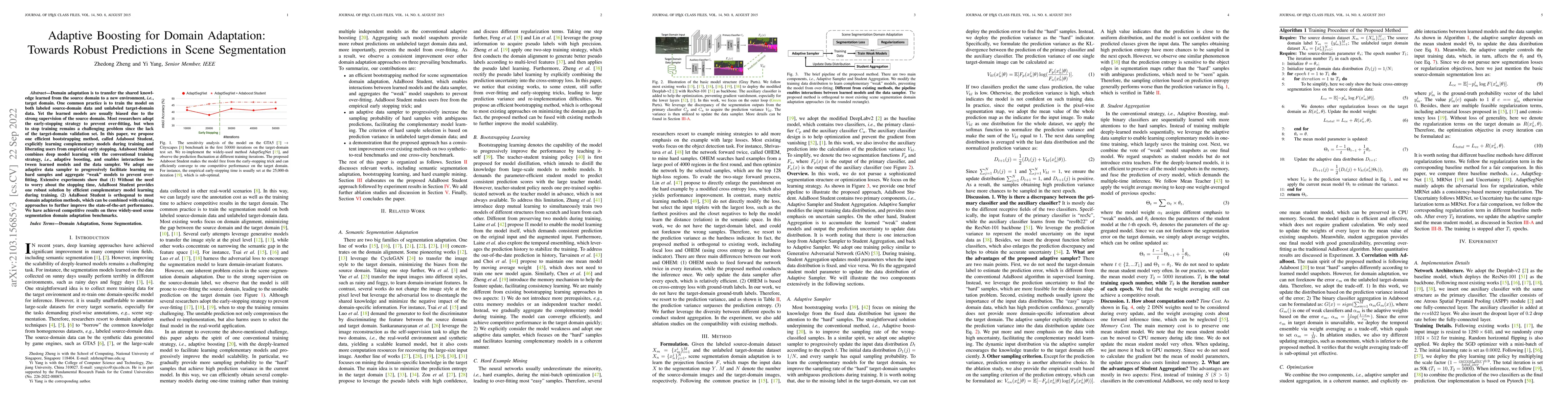 Thumbnail for Adaptive Boosting for Domain Adaptation: Towards Robust Predictions in
  Scene Segmentation