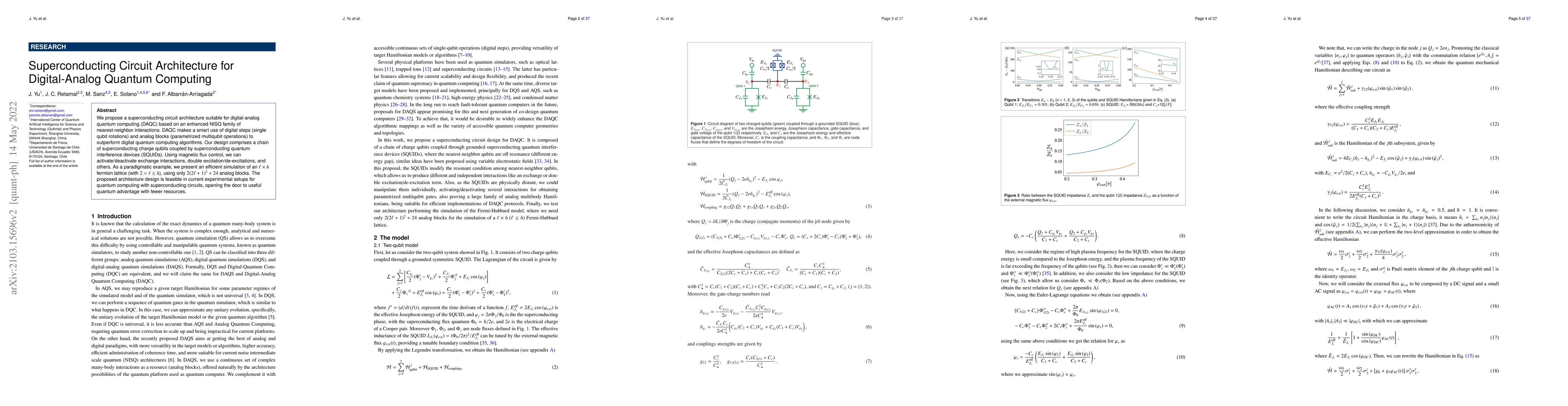 Thumbnail for Superconducting Circuit Architecture for Digital-Analog Quantum
  Computing