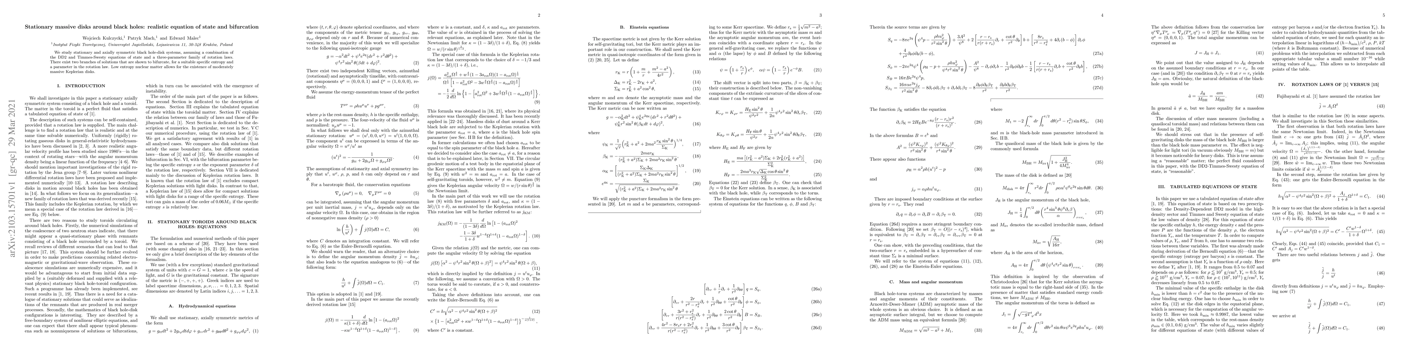 Thumbnail for Stationary massive disks around black holes: realistic equation of state
  and bifurcation