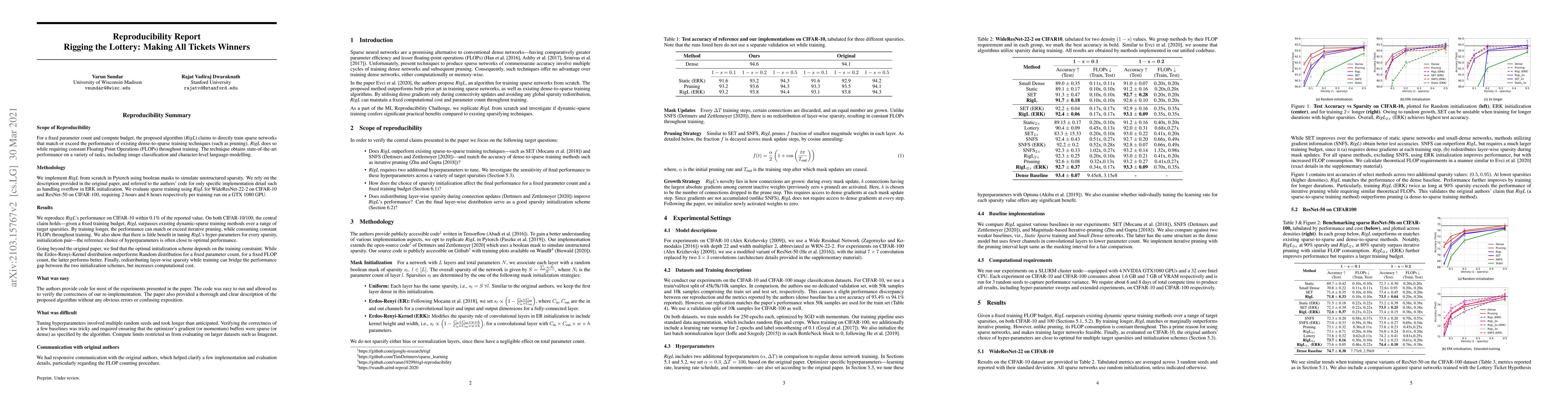 Thumbnail for [Reproducibility Report] Rigging the Lottery: Making All Tickets Winners