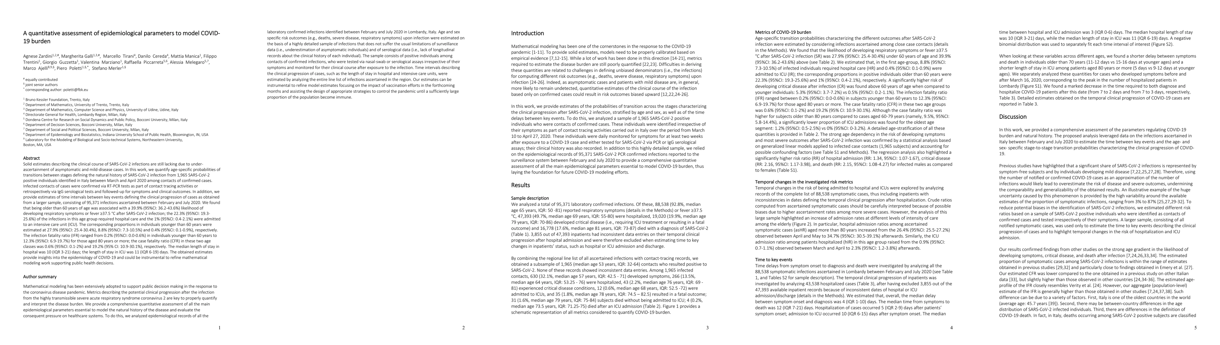Thumbnail for A quantitative assessment of epidemiological parameters to model COVID-
  19 burden