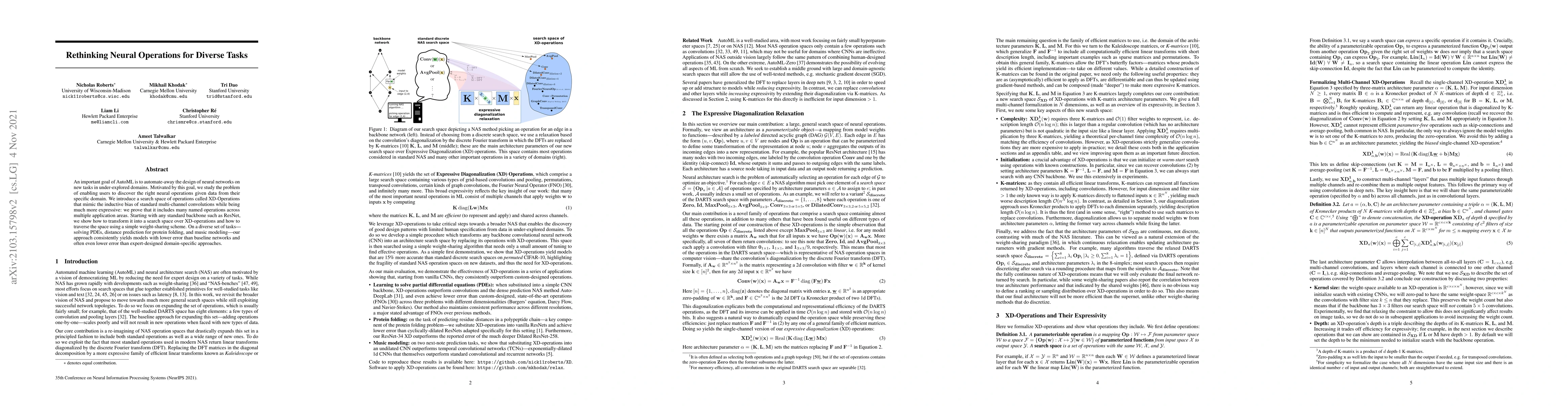 Thumbnail for Rethinking Neural Operations for Diverse Tasks