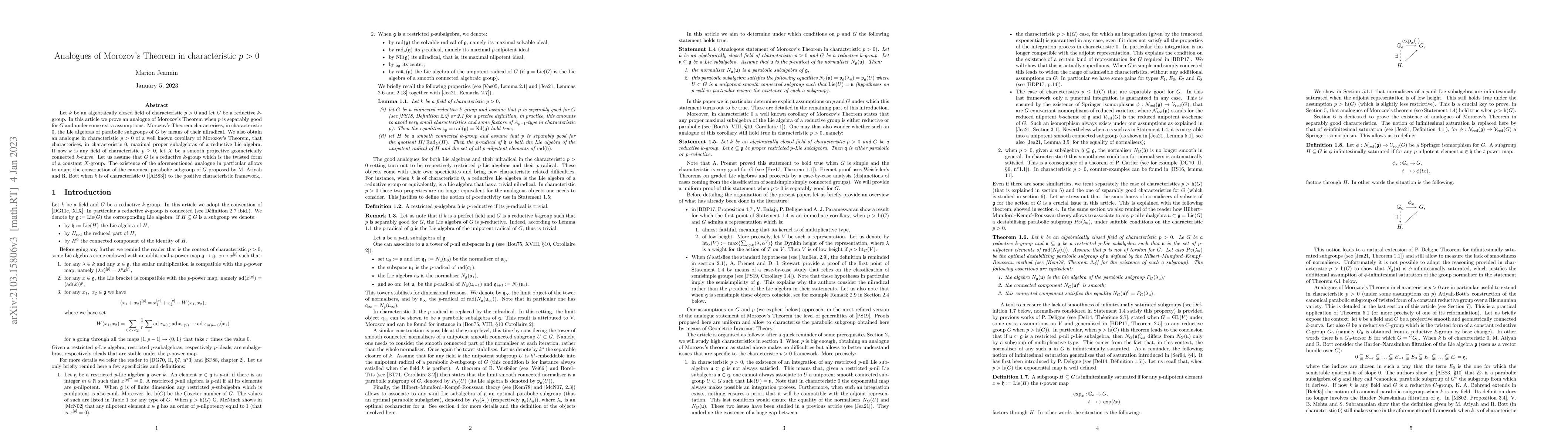Thumbnail for Analogues of Morozov Theorem in characteristic p>0