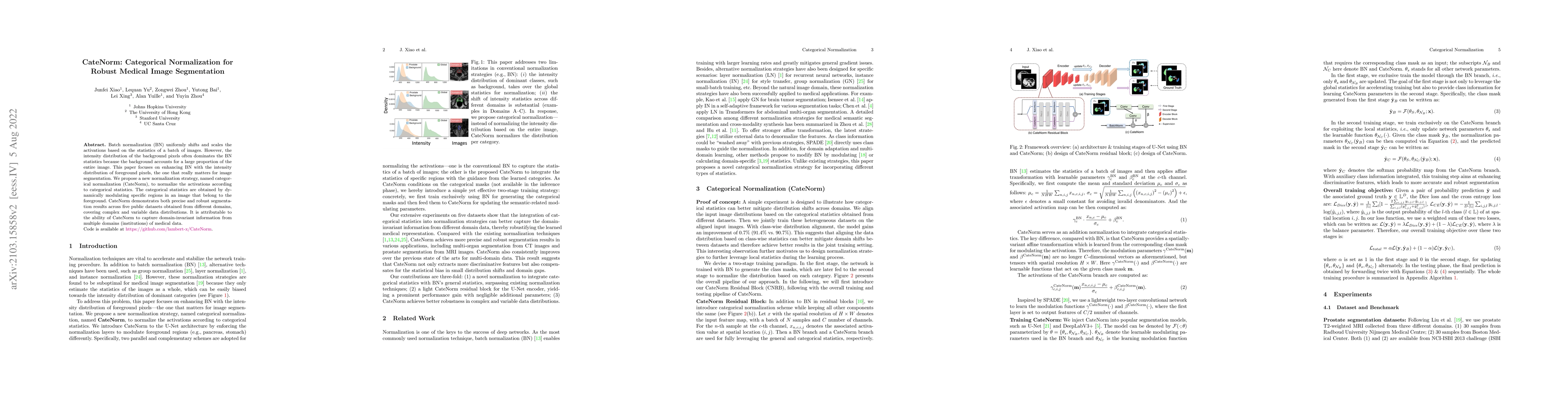 Thumbnail for CateNorm: Categorical Normalization for Robust Medical Image
  Segmentation