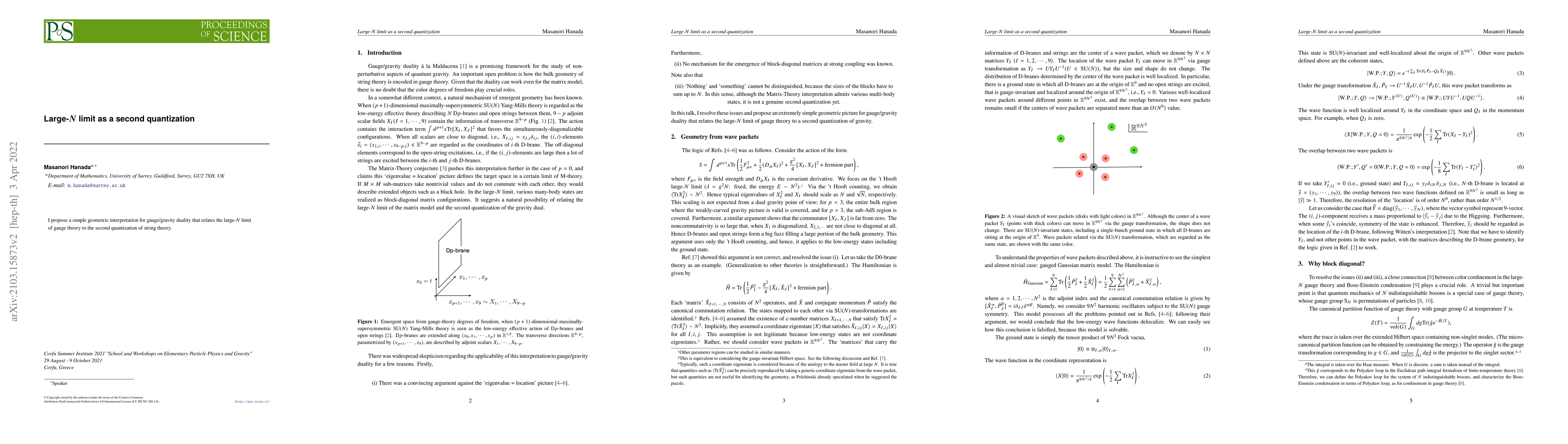 Thumbnail for Large-$N$ limit as a second quantization