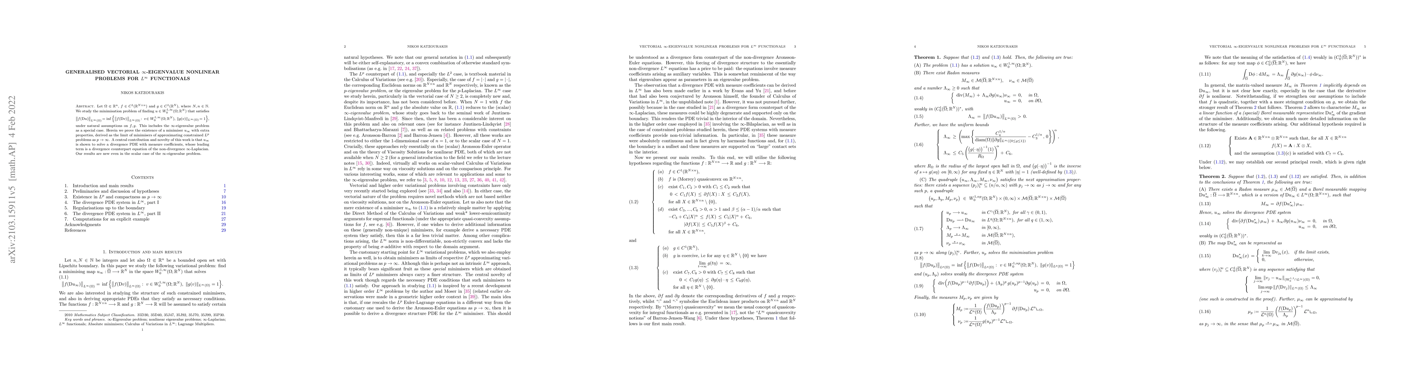 Thumbnail for Generalised vectorial $\infty$-eigenvalue nonlinear problems for
  $L^\infty$ functionals