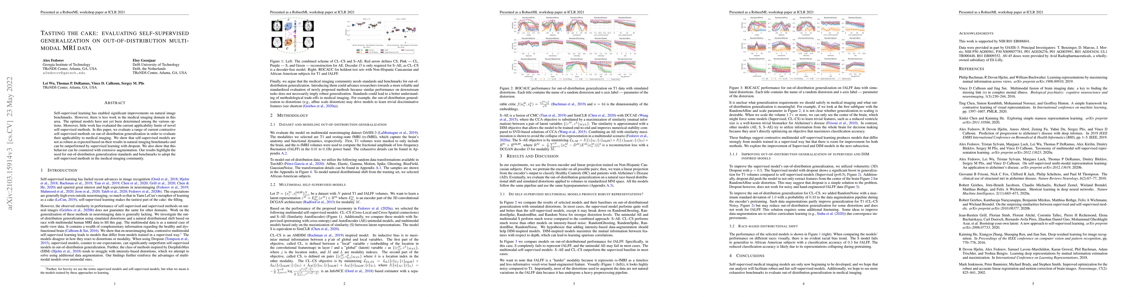 Thumbnail for Tasting the cake: evaluating self-supervised generalization on
  out-of-distribution multimodal MRI data
