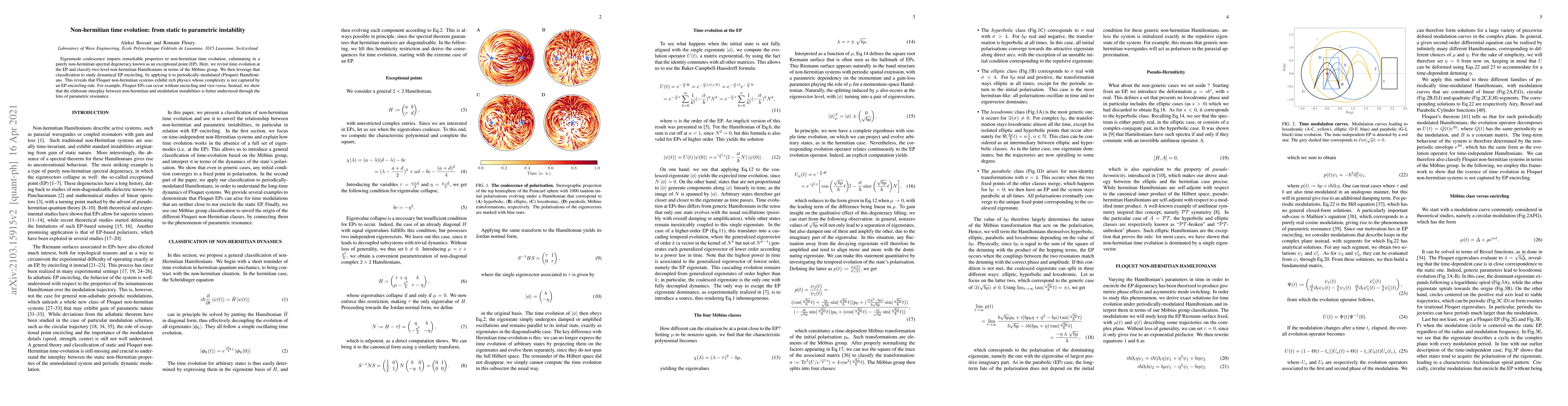 Thumbnail for Non-hermitian time evolution: from static to parametric instability
