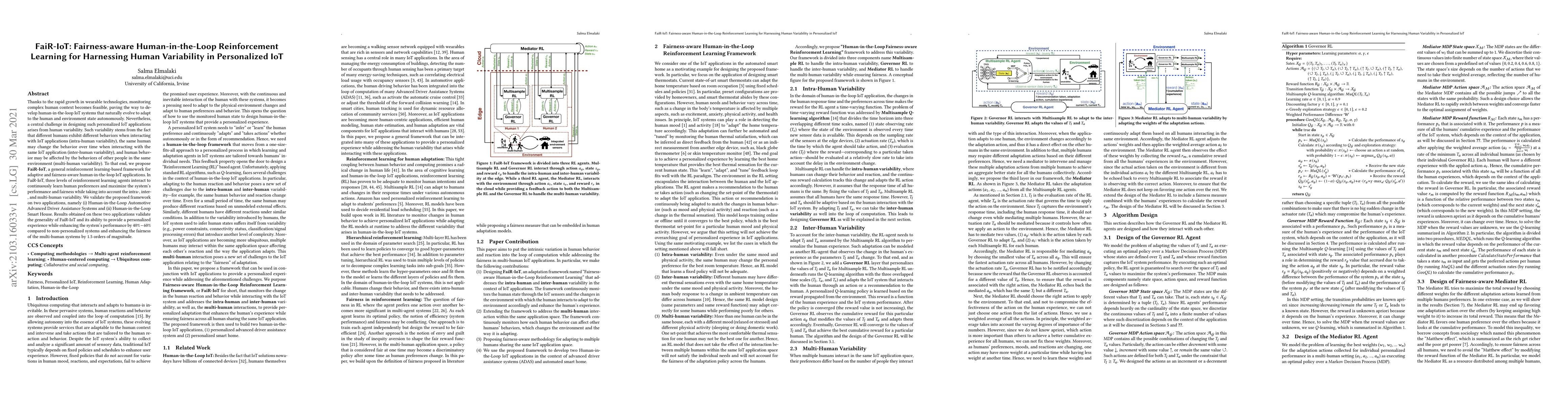 Thumbnail for FaiR-IoT: Fairness-aware Human-in-the-Loop Reinforcement Learning for
  Harnessing Human Variability in Personalized IoT