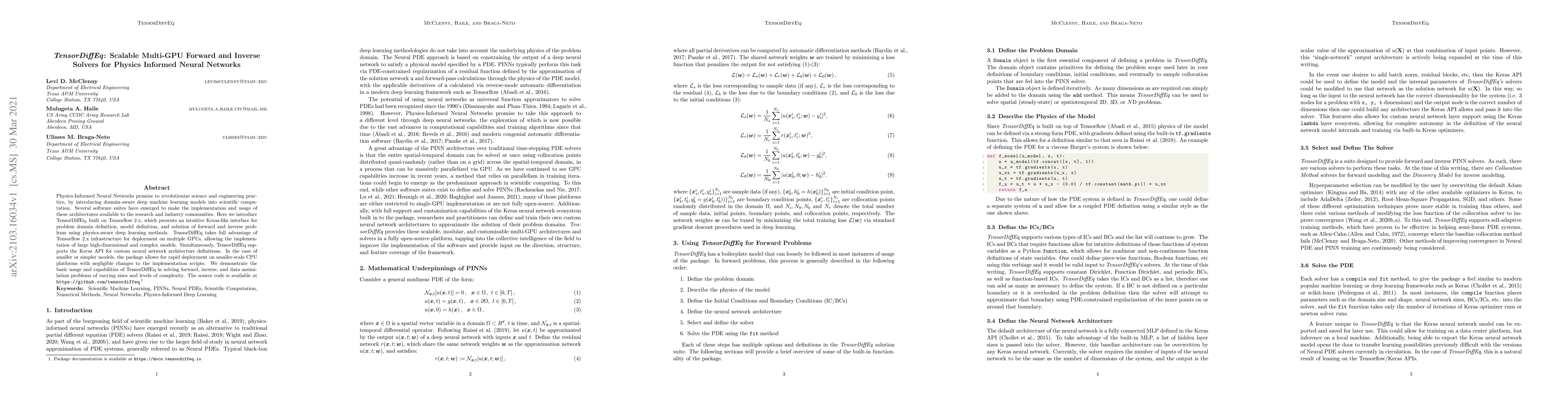 Thumbnail for TensorDiffEq: Scalable Multi-GPU Forward and Inverse Solvers for Physics
  Informed Neural Networks