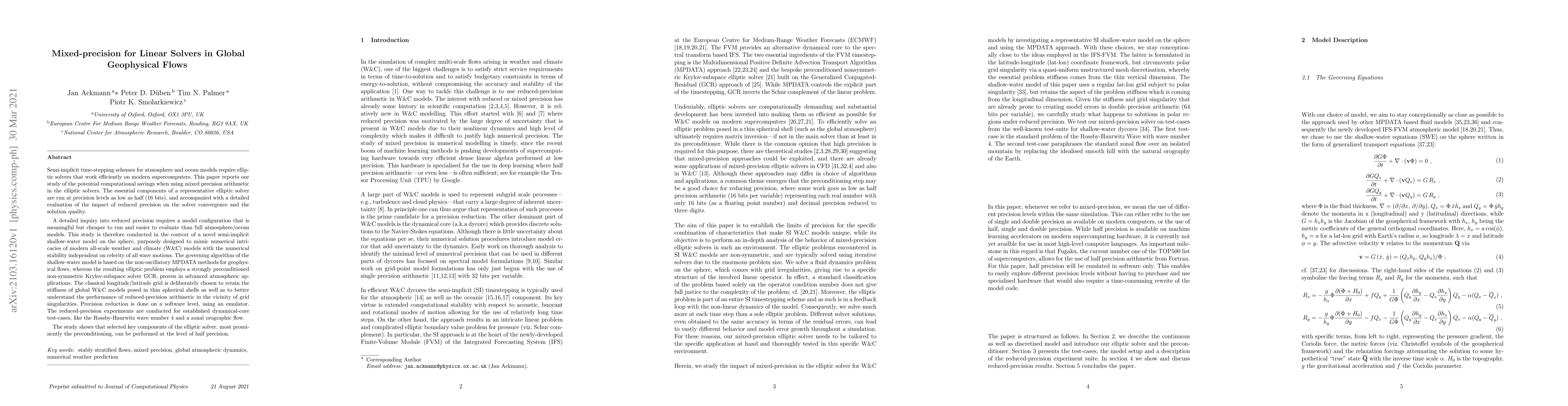 Thumbnail for Mixed-precision for Linear Solvers in Global Geophysical Flows