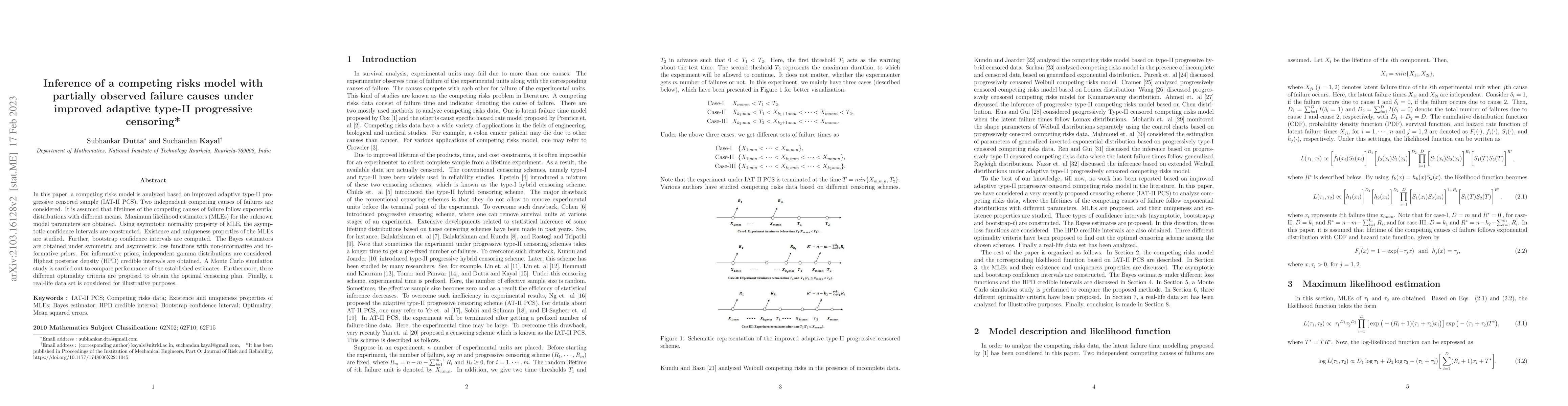 Thumbnail for Inference of a competing risks model with partially observed failure
  causes under improved adaptive type-II progressive censoring