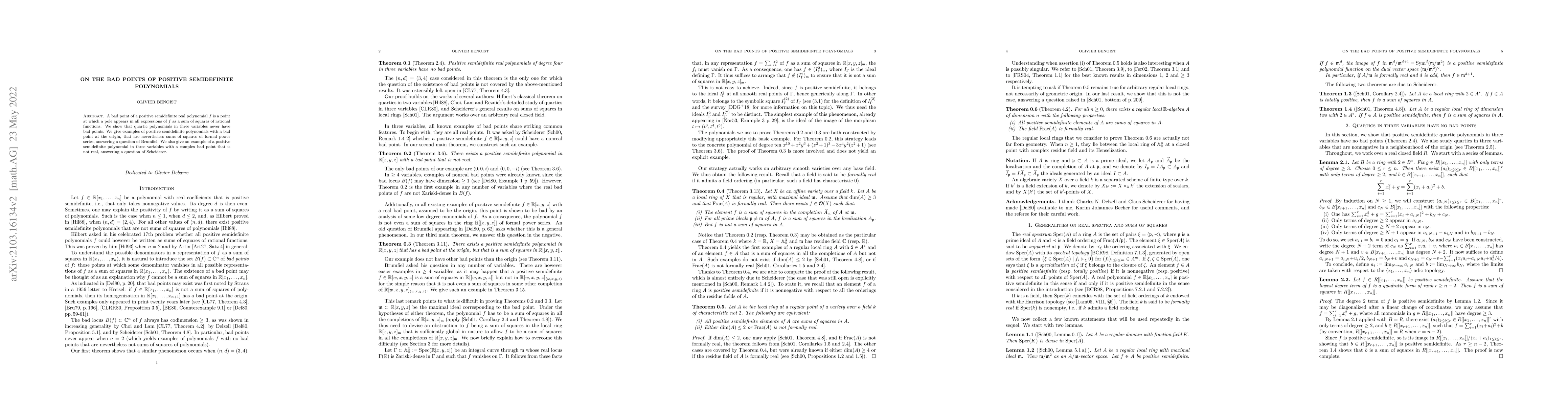 Thumbnail for On the bad points of positive semidefinite polynomials