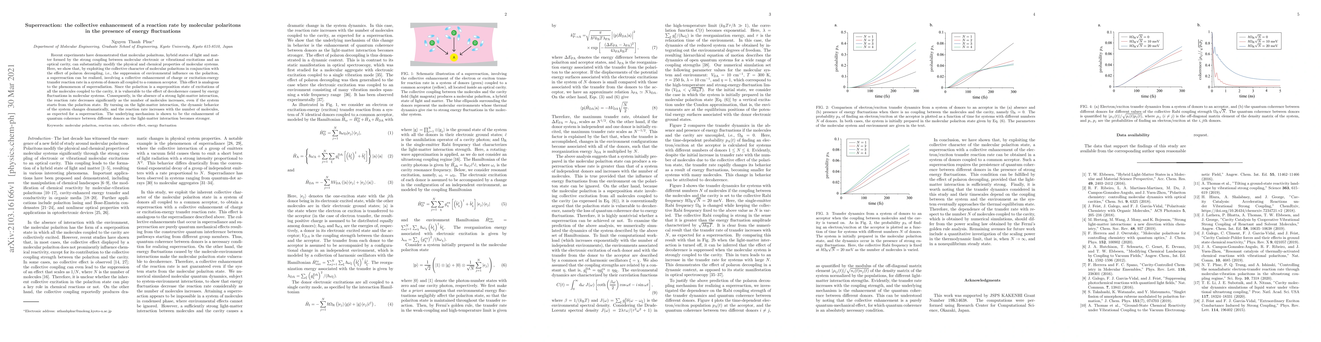 Thumbnail for Superreaction: the collective enhancement of a reaction rate by
  molecular polaritons in the presence of energy fluctuations