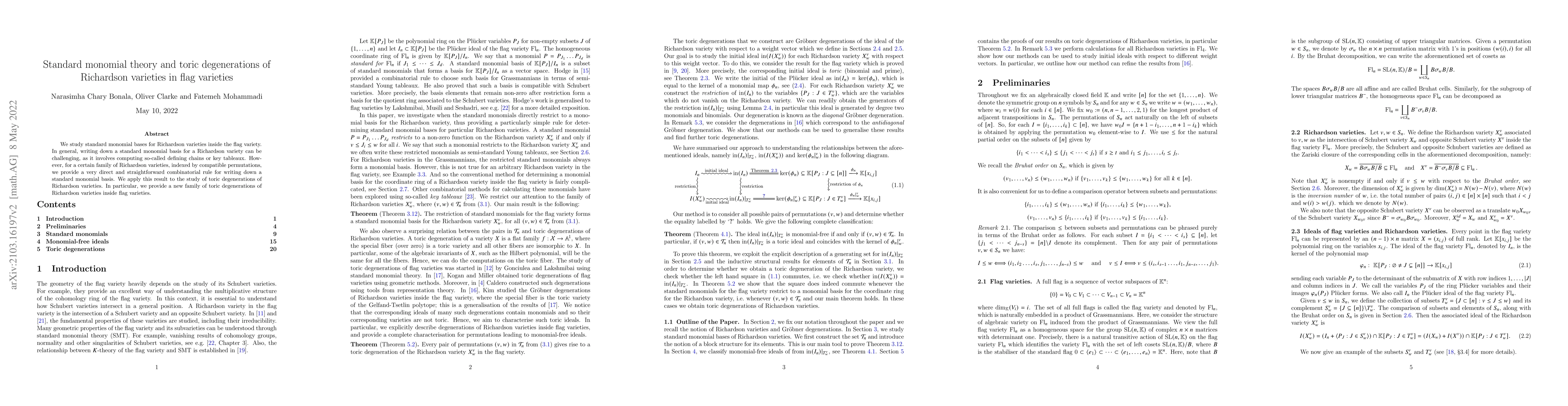 Thumbnail for Standard monomial theory and toric degenerations of Richardson varieties
  in flag varieties