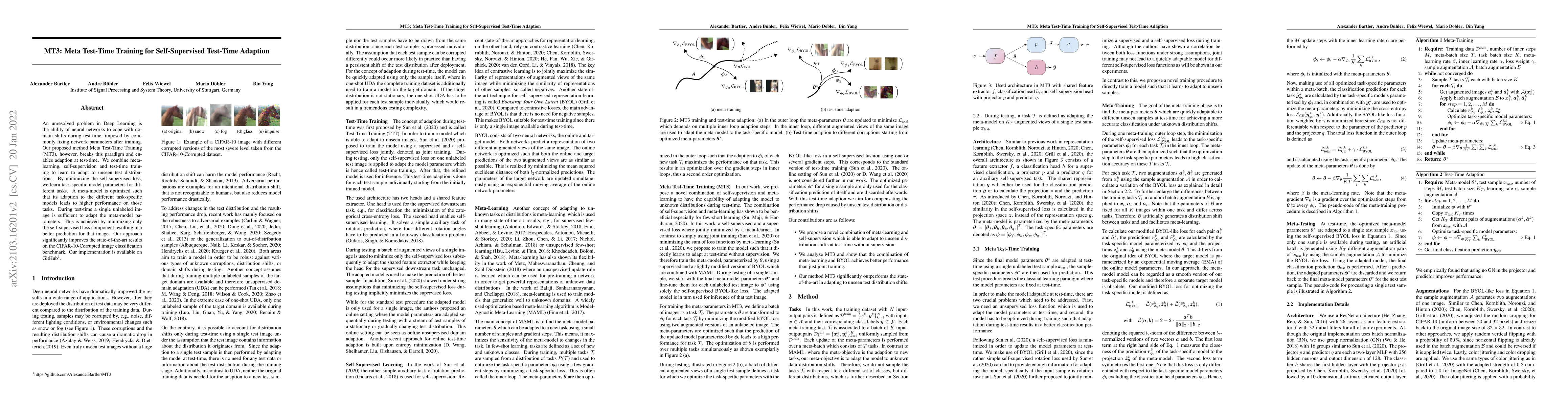 Thumbnail for MT3: Meta Test-Time Training for Self-Supervised Test-Time Adaption