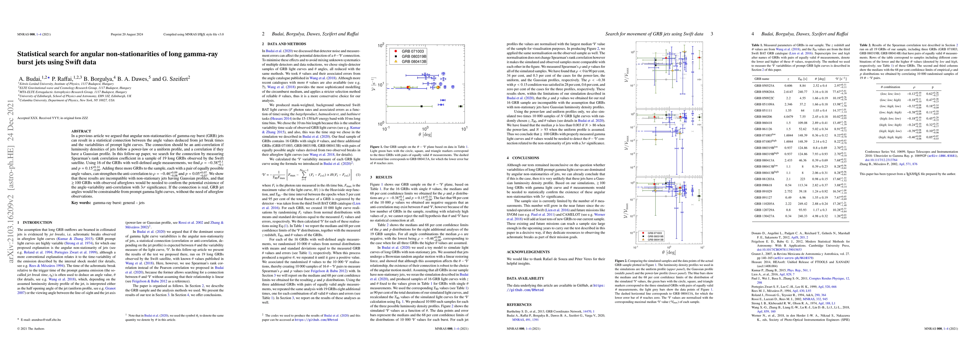Thumbnail for Statistical search for angular non-stationarities of long gamma-ray
  burst jets using Swift data
