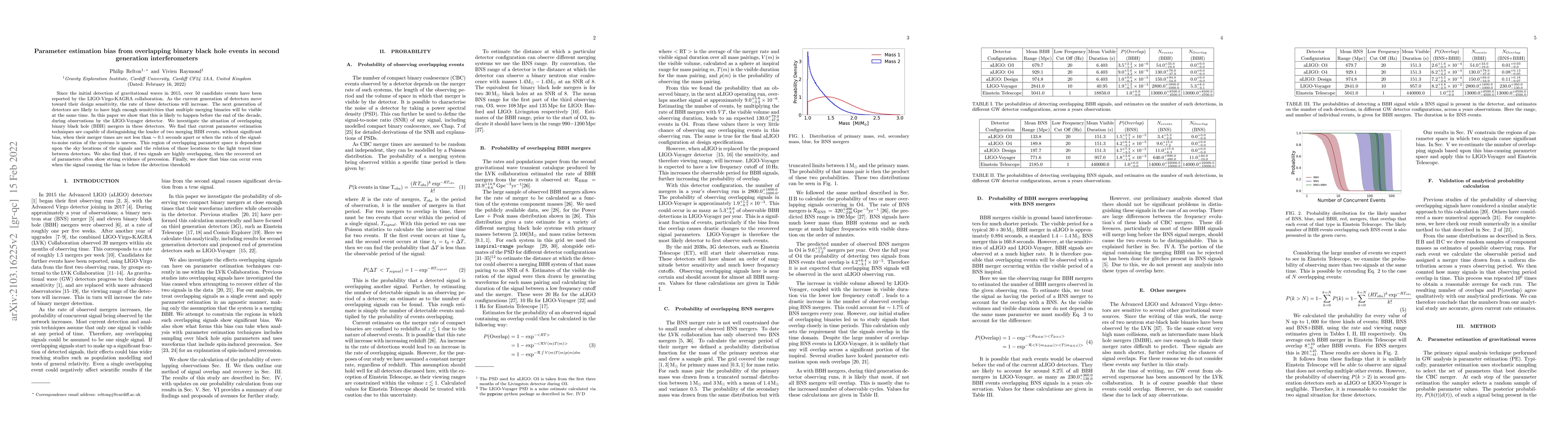 Thumbnail for Parameter Estimation Bias From Overlapping Binary Black Hole Events In
  Second Generation Interferometers