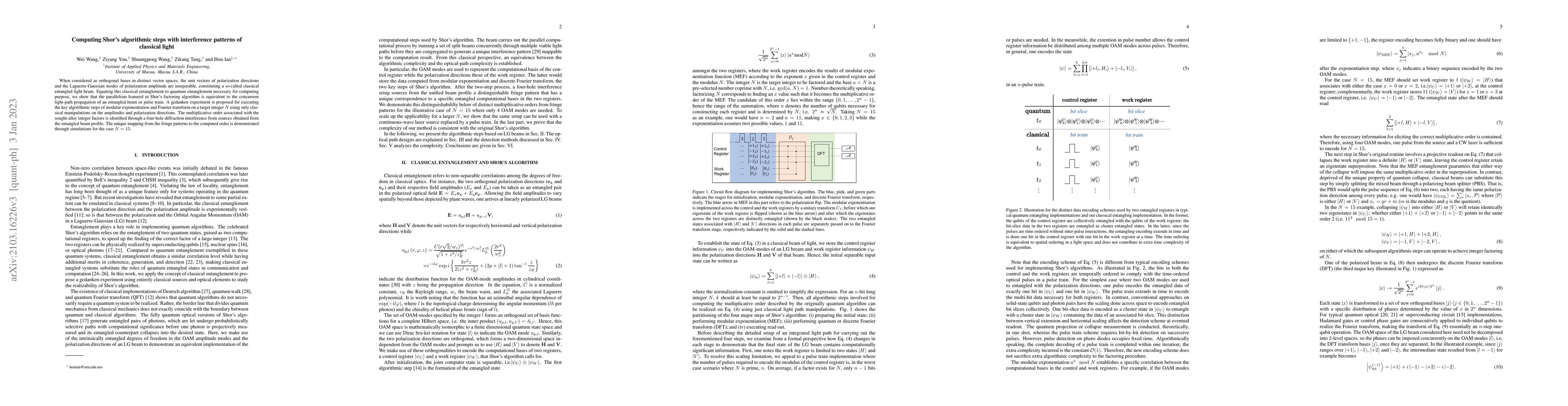 Thumbnail for Computing Shor's algorithmic steps with classical light beams