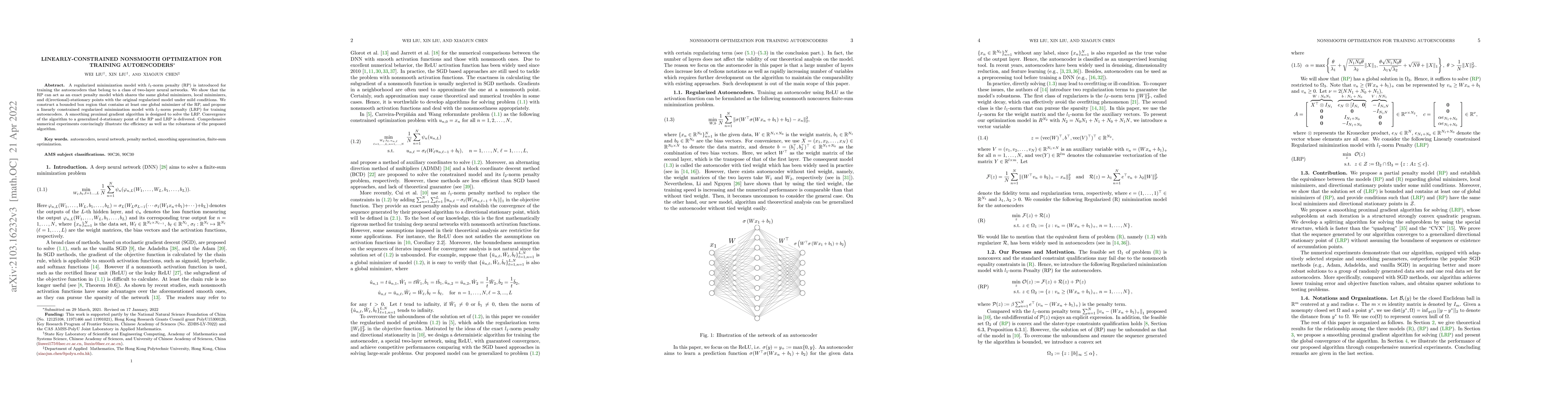 Thumbnail for Linearly-constrained nonsmooth optimization for training autoencoders
