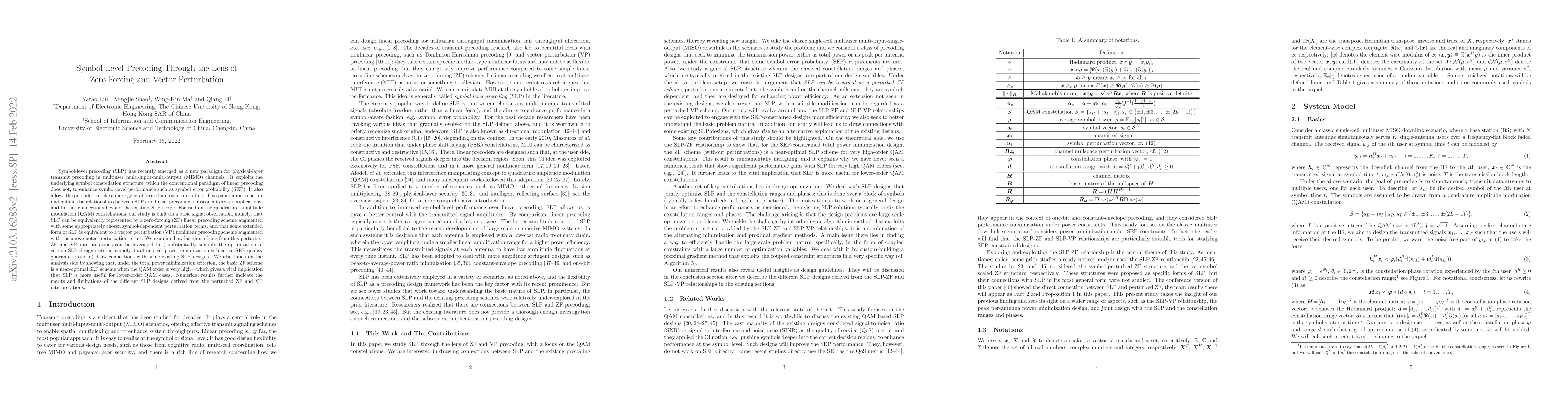 Thumbnail for Symbol-Level Precoding Through the Lens of Zero Forcing and Vector
  Perturbation