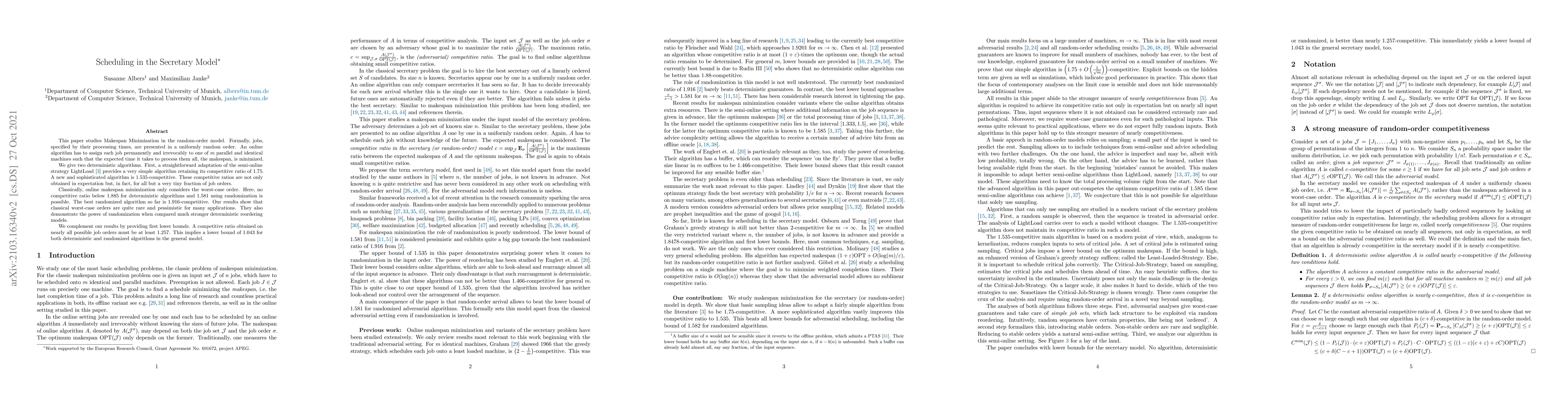 Thumbnail for Scheduling in the Secretary Model