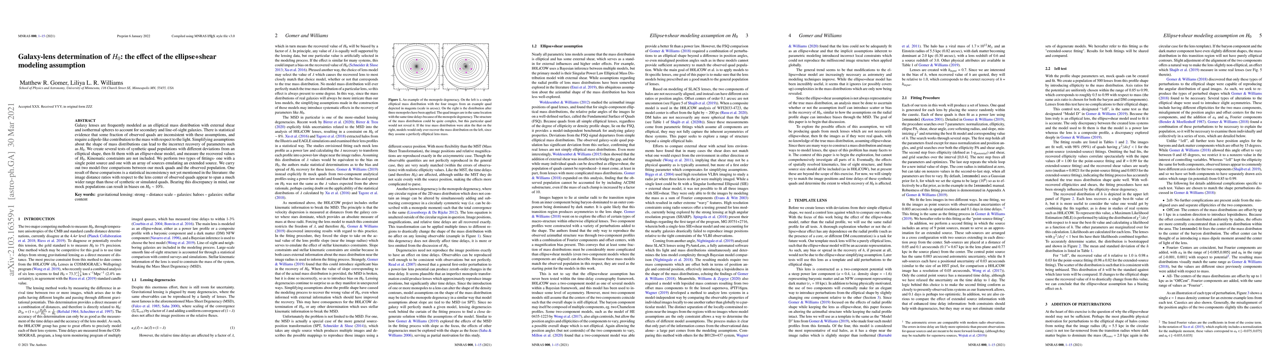 Thumbnail for Galaxy-lens determination of $H_0$: the effect of the ellipse+shear
  modeling assumption