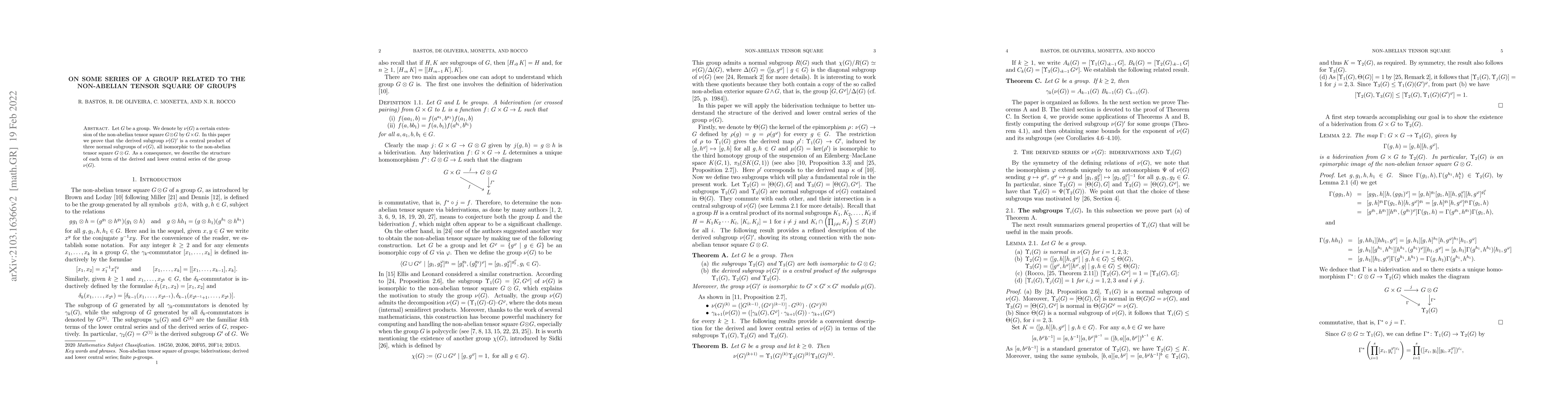 Thumbnail for On some series of a group related to the non-abelian tensor square of
  groups