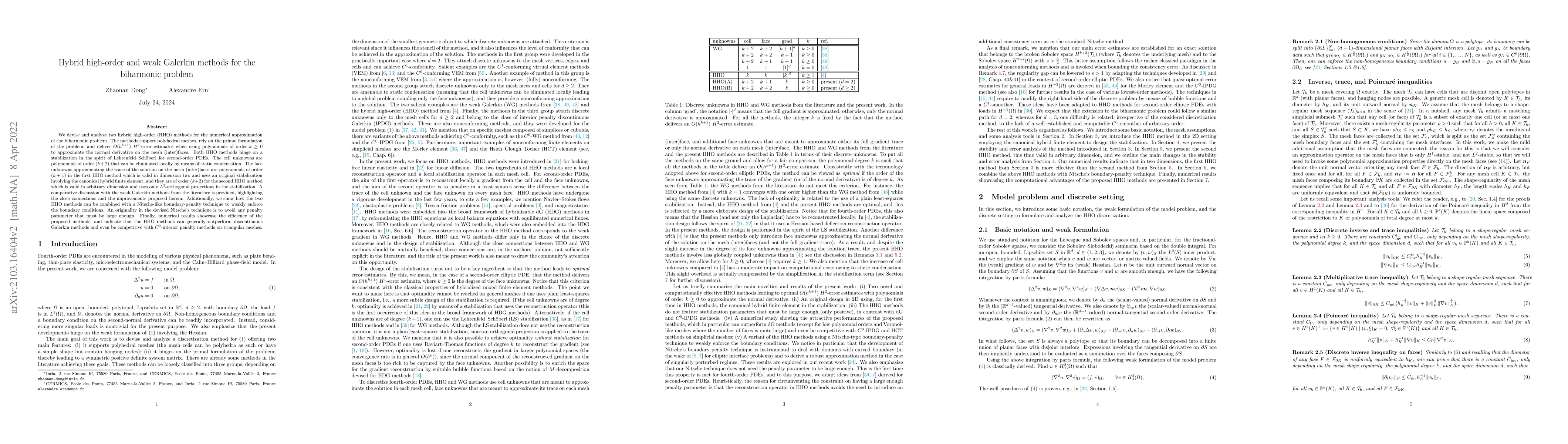 Thumbnail for Hybrid high-order and weak Galerkin methods for the biharmonic problem