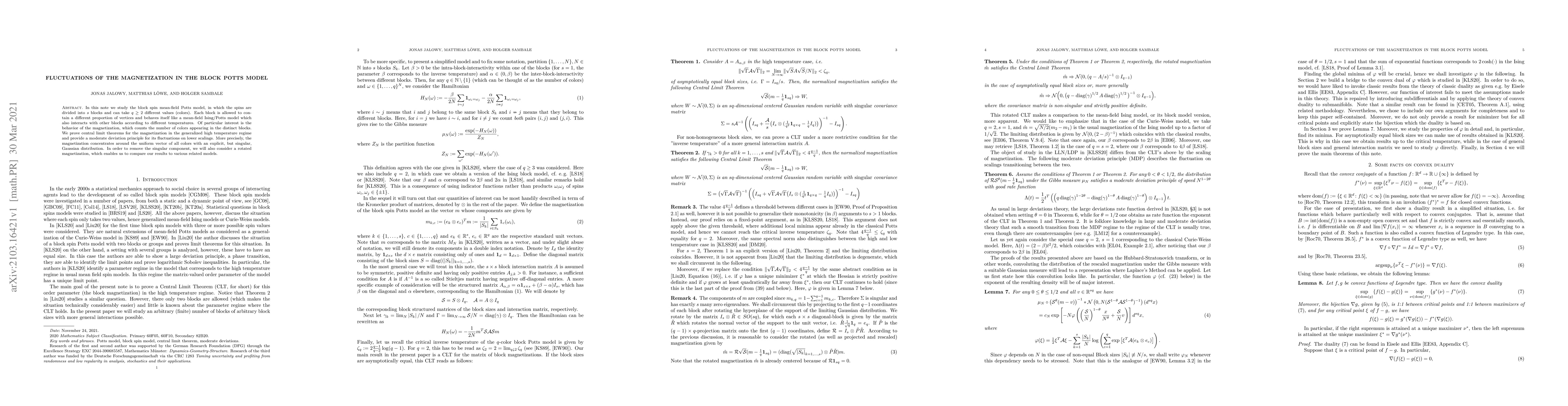 Thumbnail for Fluctuations of the magnetization in the Block Potts Model