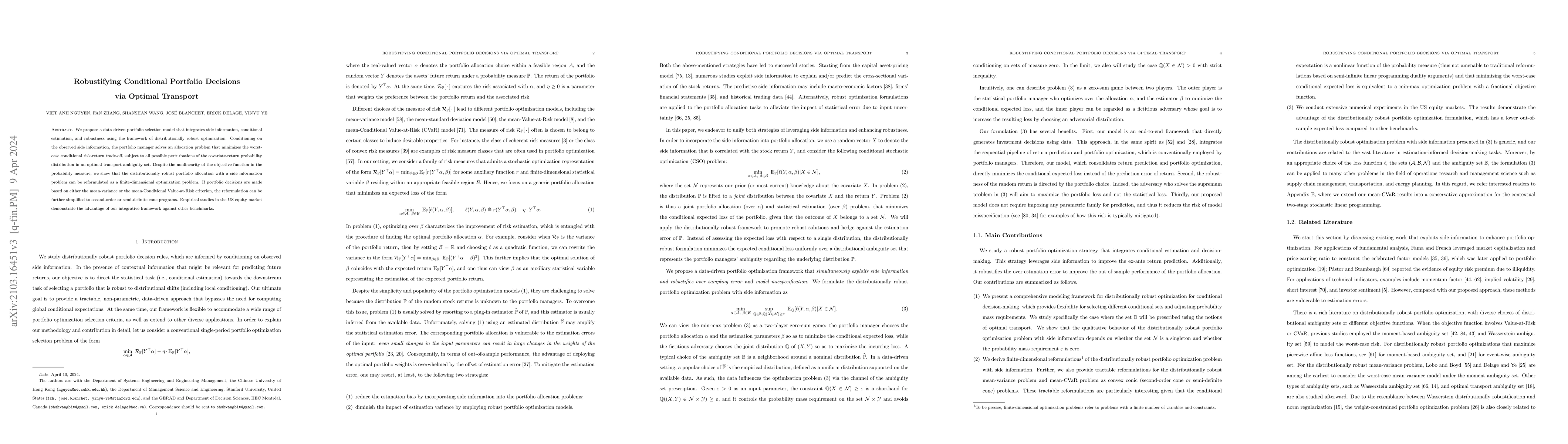 Thumbnail for Robustifying Conditional Portfolio Decisions via Optimal Transport