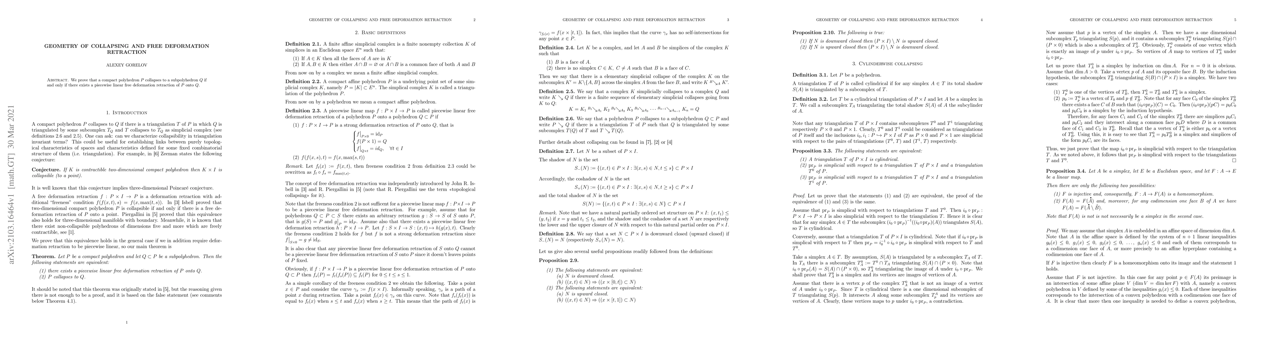 Thumbnail for Geometry of collapsing and free deformation retraction