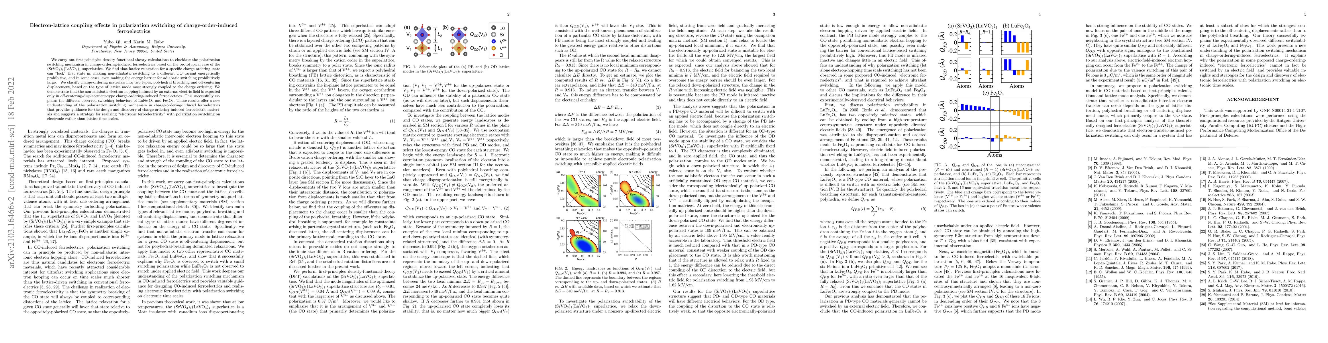 Thumbnail for Electron-lattice coupling contributions to polarization switching in
  charge-order-induced ferroelectrics
