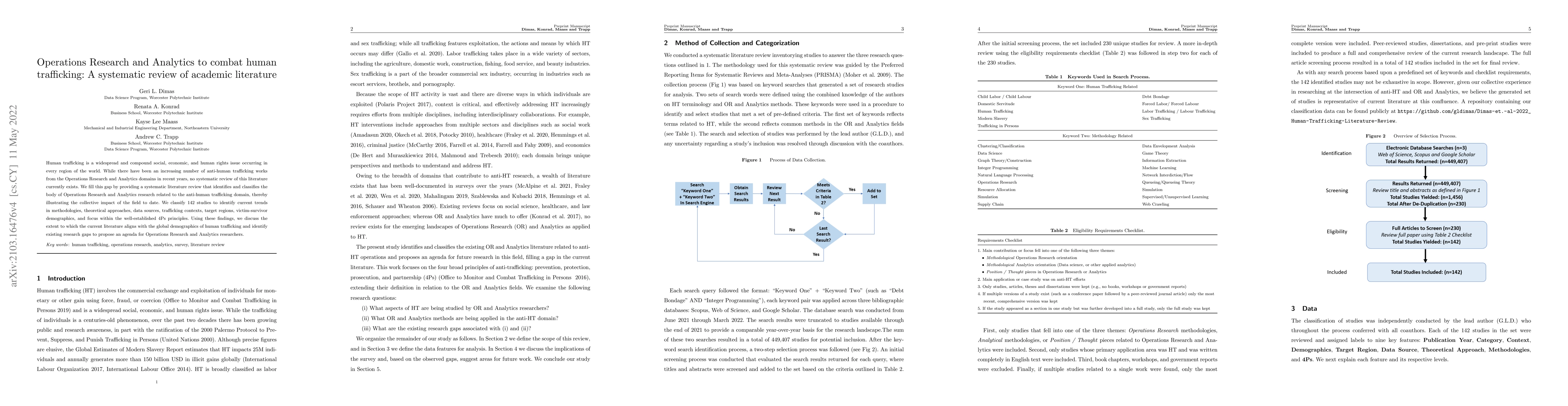 Thumbnail for Operations Research and Analytics to Combat Human Trafficking: A
  Systematic Review of Academic Literature