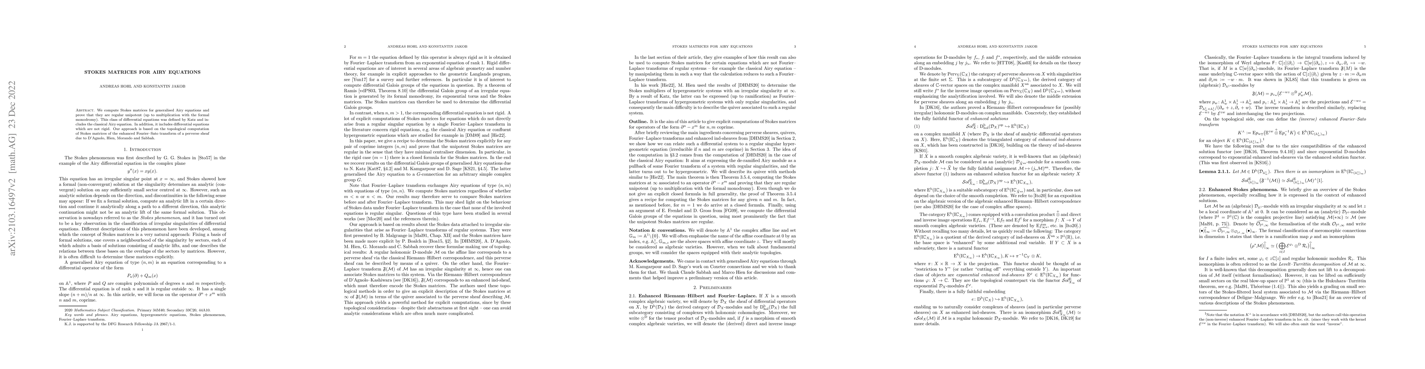 Thumbnail for Stokes matrices for Airy equations