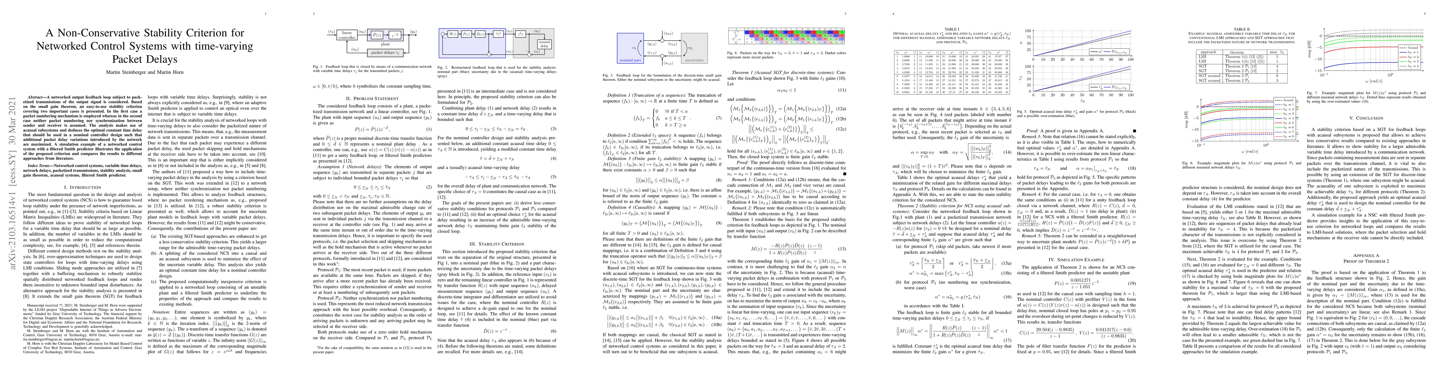Thumbnail for A Non-Conservative Stability Criterion for Networked Control Systems
  with time-varying Packet Delays