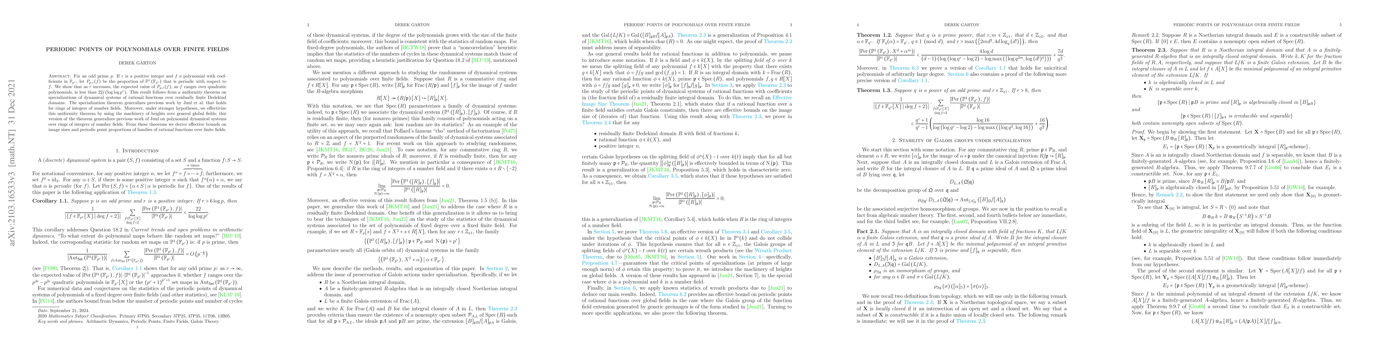 Thumbnail for Periodic points of polynomials over finite fields