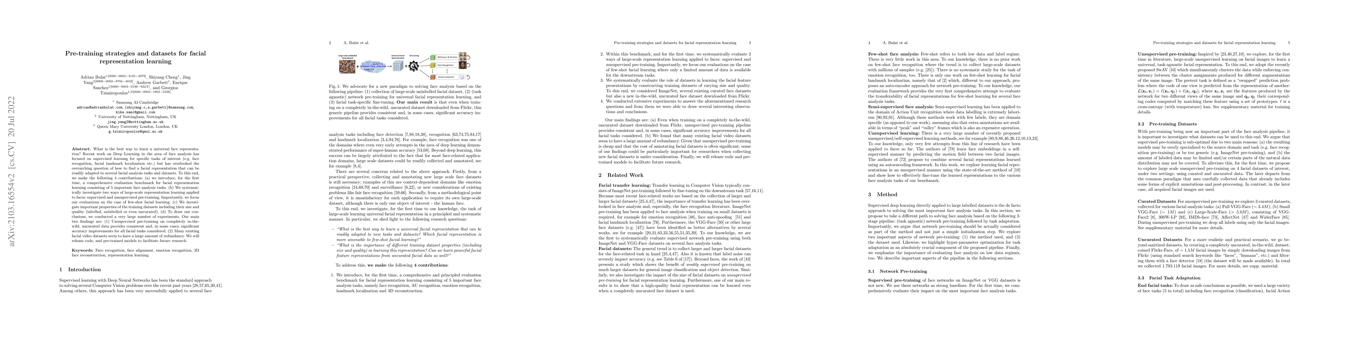 Thumbnail for Pre-training strategies and datasets for facial representation learning