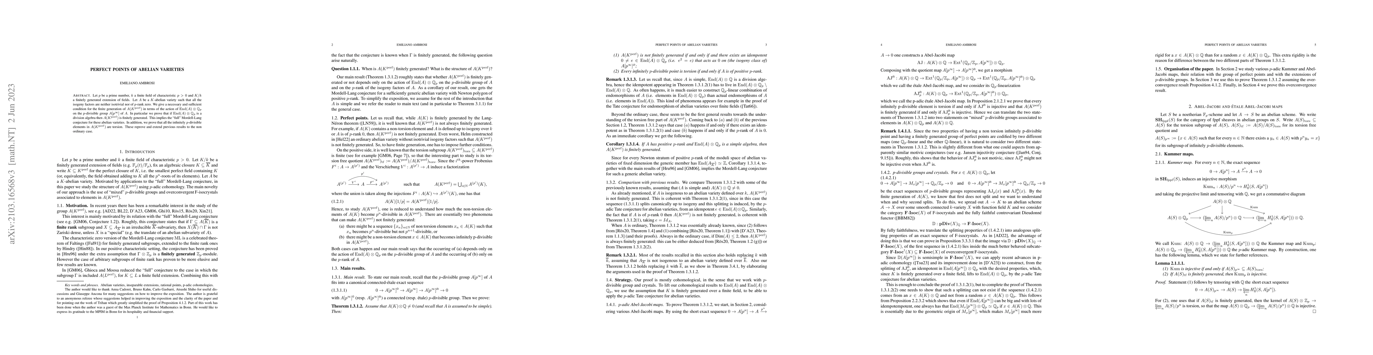 Thumbnail for Perfect points of abelian varieties