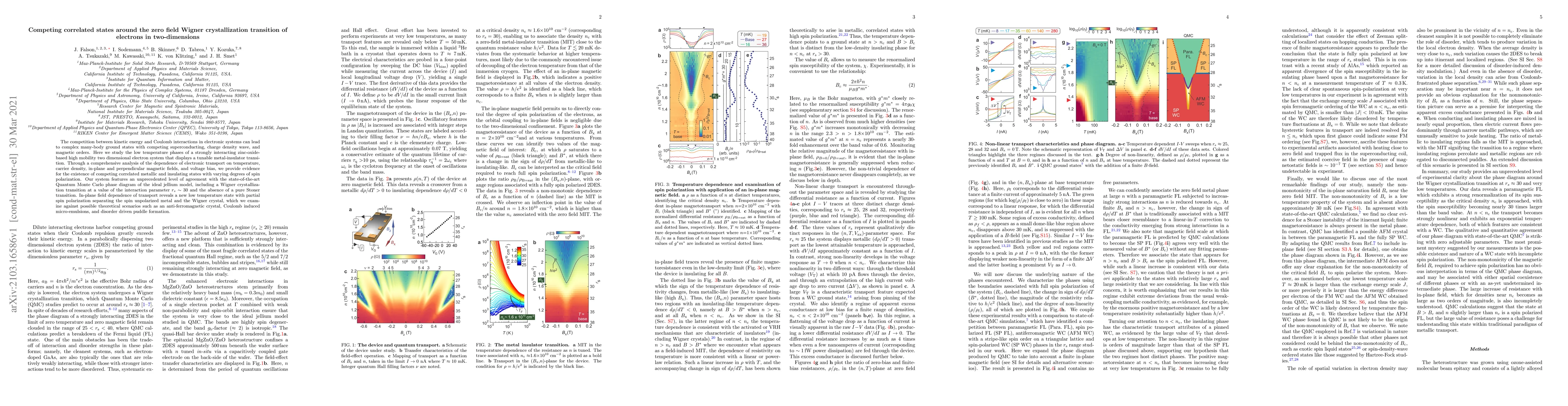 Thumbnail for Competing correlated states around the zero field Wigner crystallization
  transition of electrons in two-dimensions