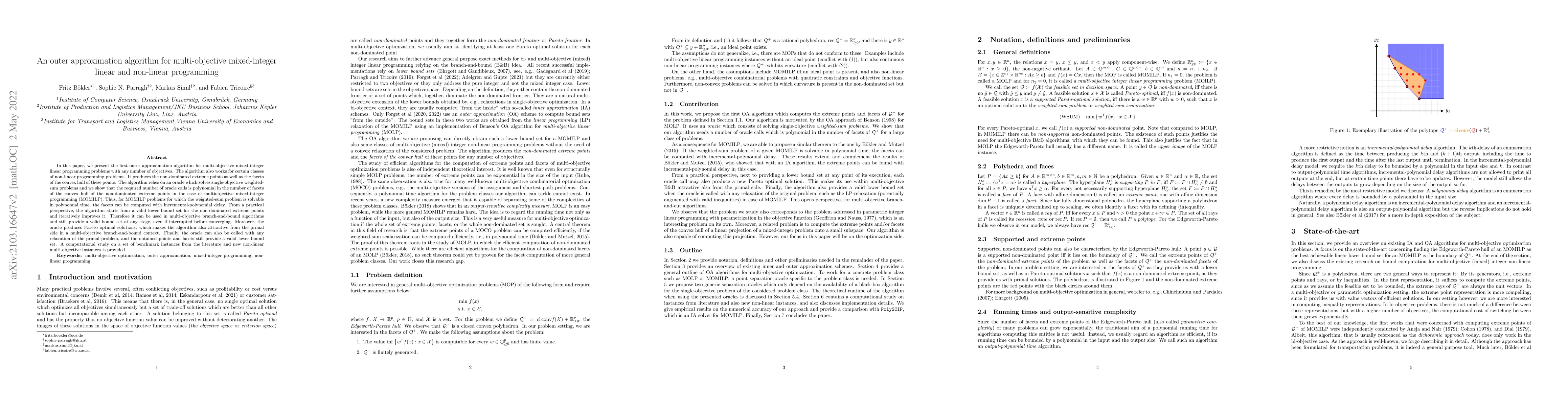 Thumbnail for An outer approximation algorithm for multi-objective mixed-integer
  linear and non-linear programming