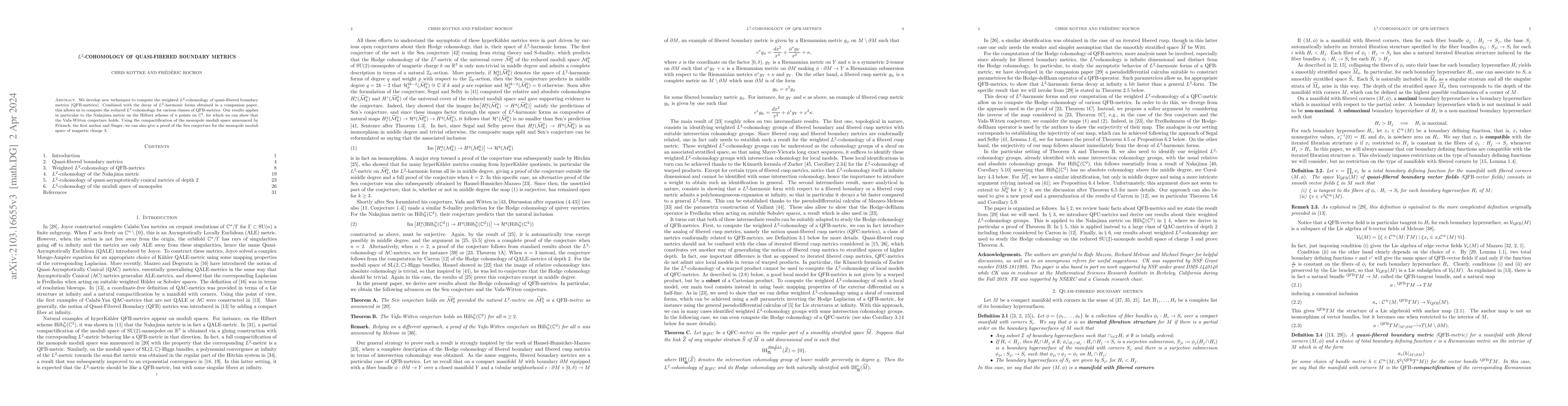 Thumbnail for $L^2$-cohomology of quasi-fibered boundary metrics