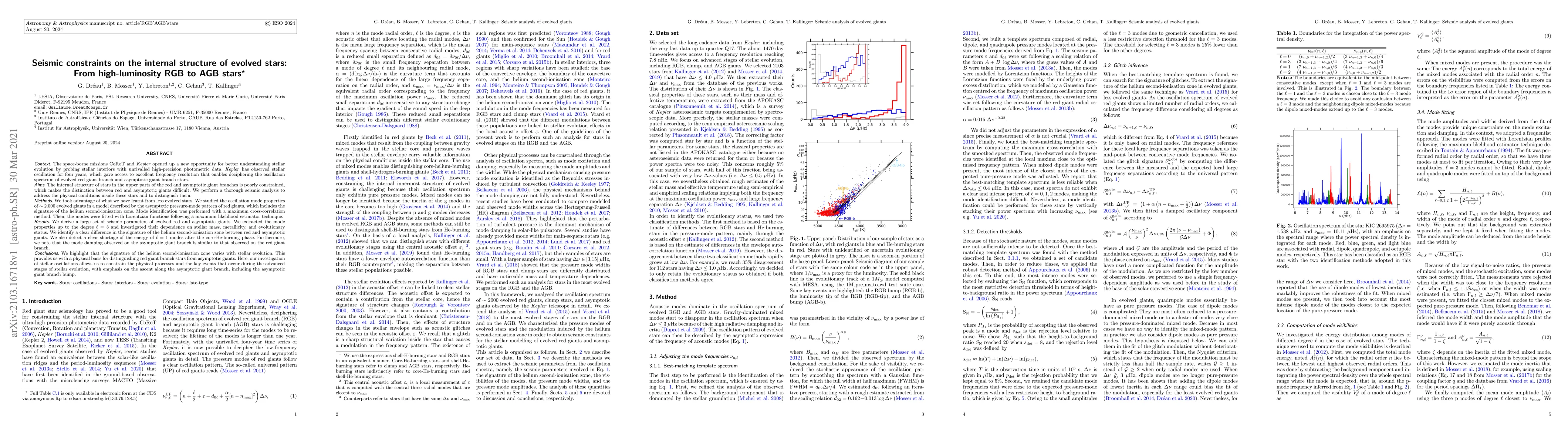 Thumbnail for Seismic constraints on the internal structure of evolved stars: From
  high-luminosity RGB to AGB stars