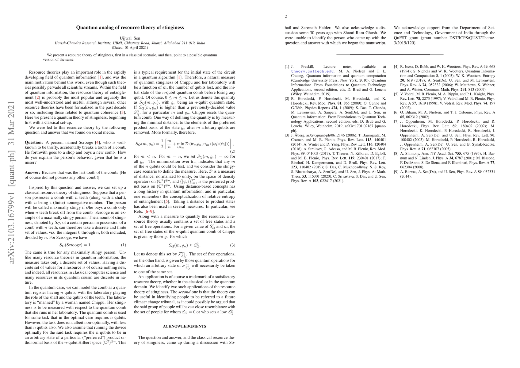 Thumbnail for Quantum analog of resource theory of stinginess