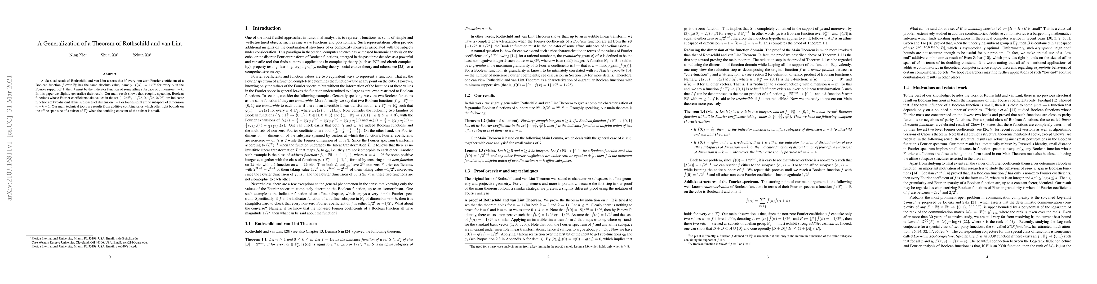 Thumbnail for A Generalization of a Theorem of Rothschild and van Lint