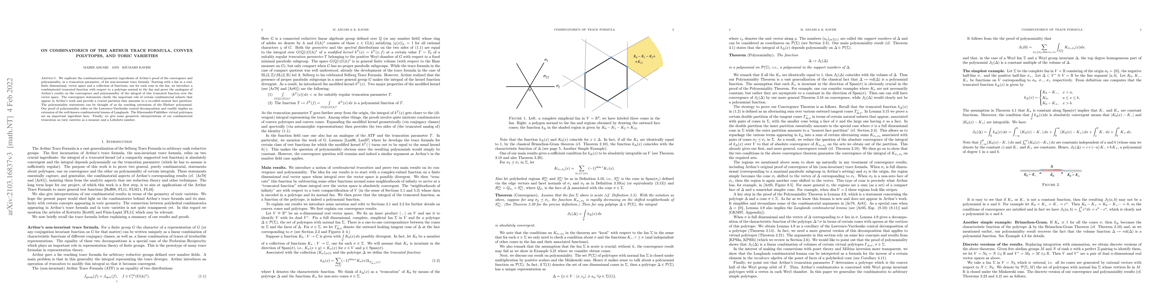 Thumbnail for On Combinatorics of the Arthur Trace Formula, Convex Polytopes, and
  Toric Varieties