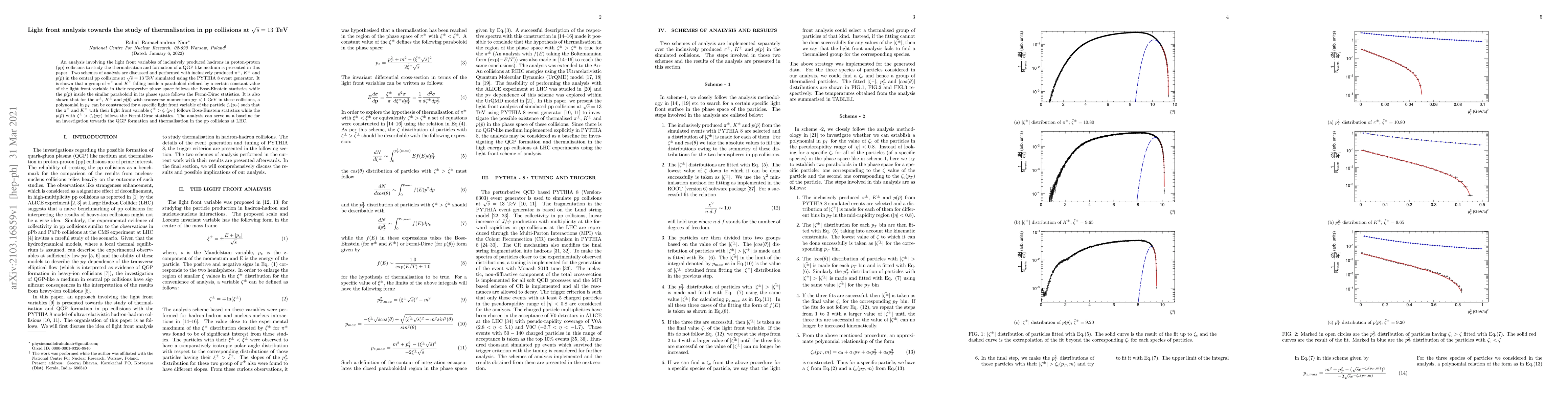 Thumbnail for Light front analysis towards the study of thermalisation in pp
  collisions at $\sqrt{s}= 13$ TeV