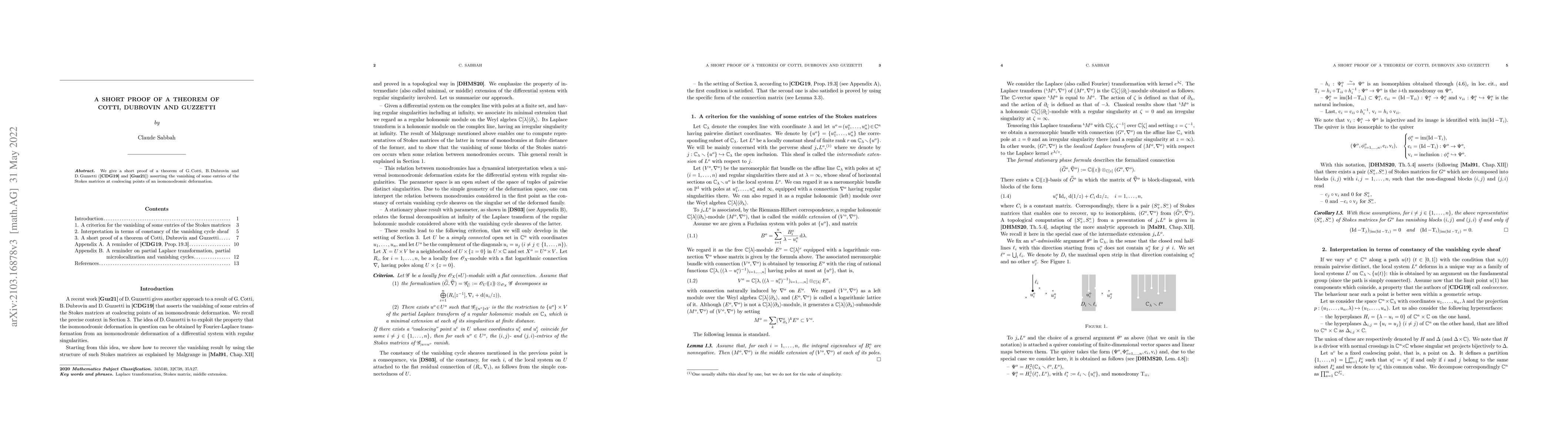 Thumbnail for A short proof of a theorem of Cotti, Dubrovin and Guzzetti