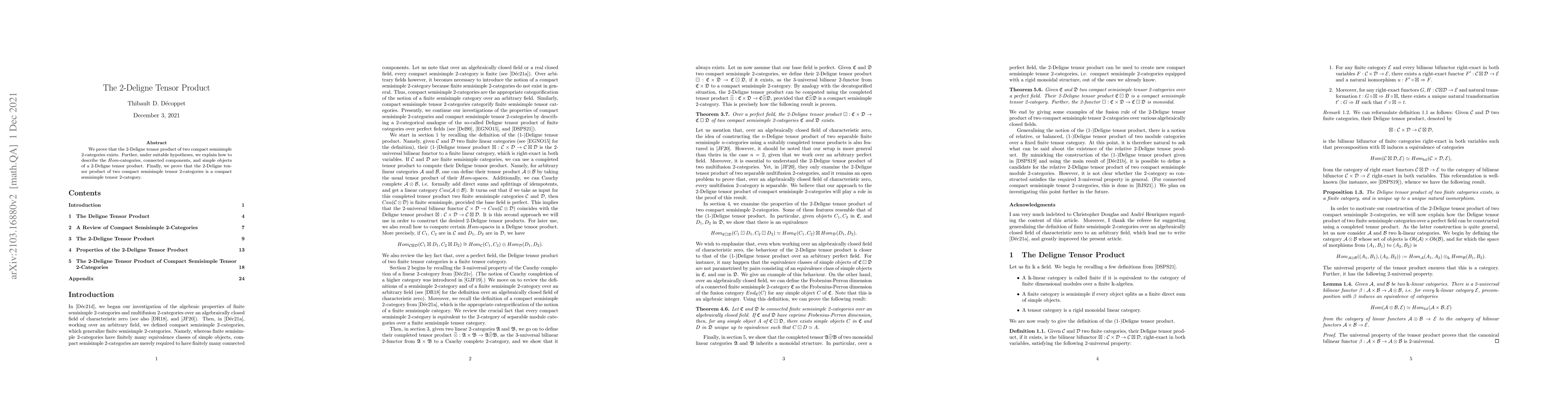 Thumbnail for The 2-Deligne Tensor Product