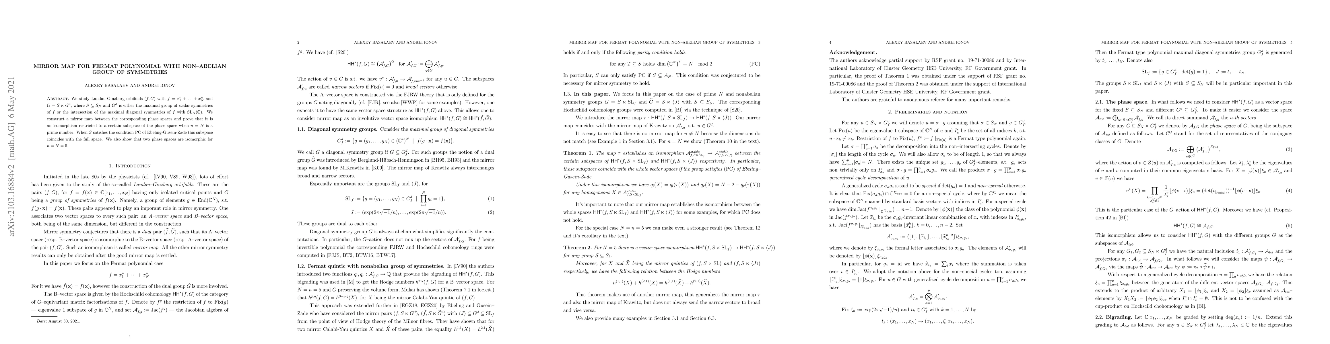 Thumbnail for Mirror map for Fermat polynomial with non-abelian group of symmetries